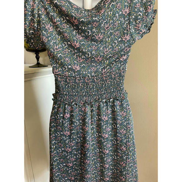 Urban Outfitters Floral Smocked Mini Dress-Womens Small Petite - Picture 3 of 8
